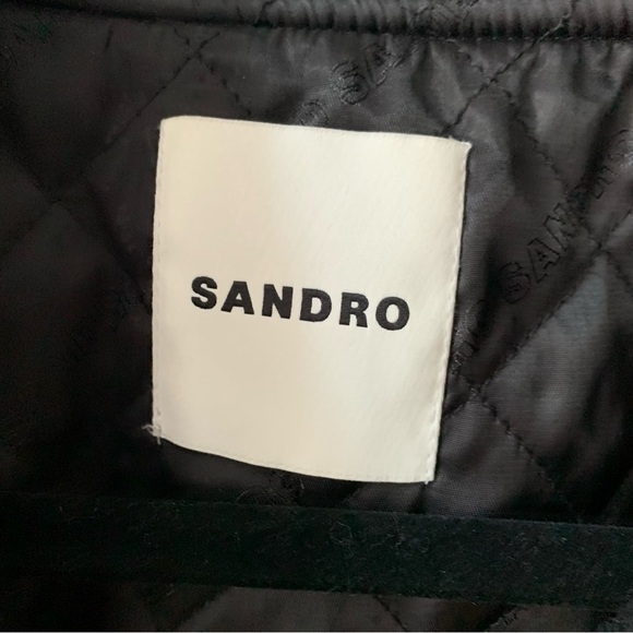 SANDRO Wool-Blend and Leather Varsity Jacket Sz 36/ US S - Picture 12 of 16